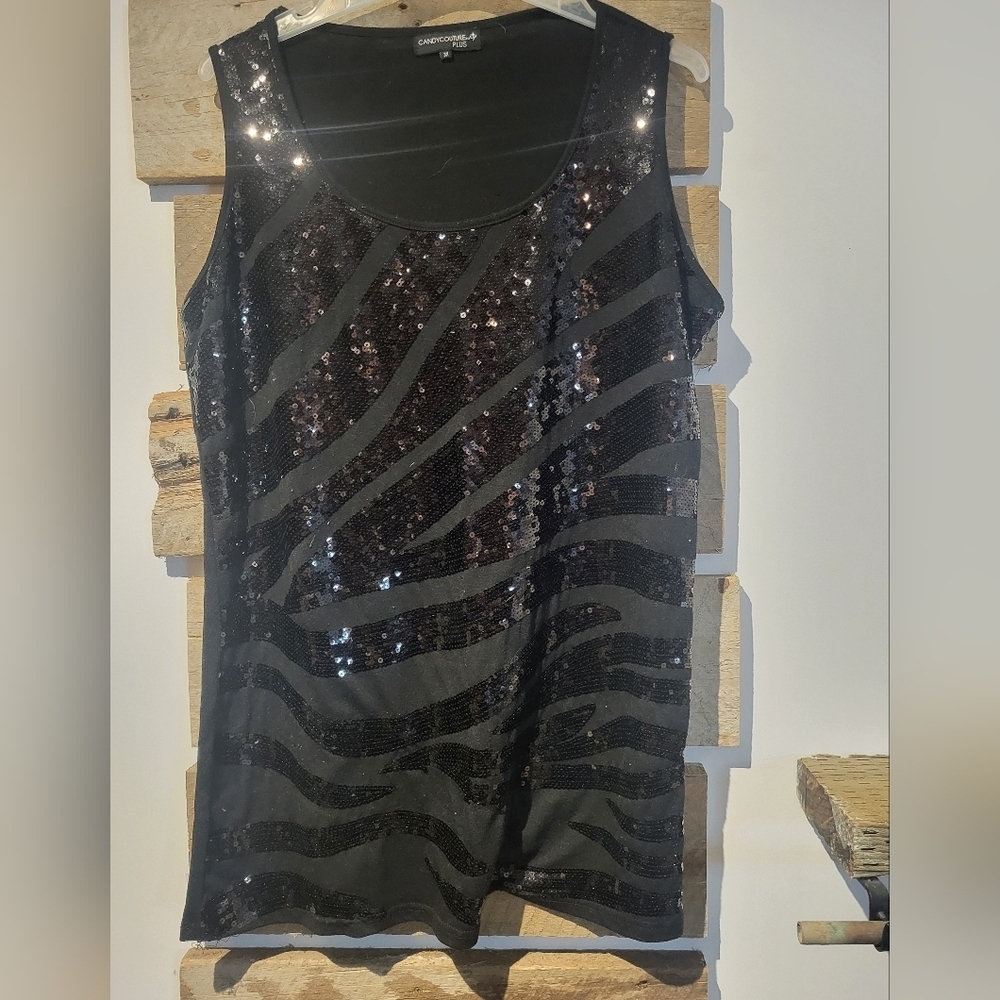 Black Sequin Sleeveless Top